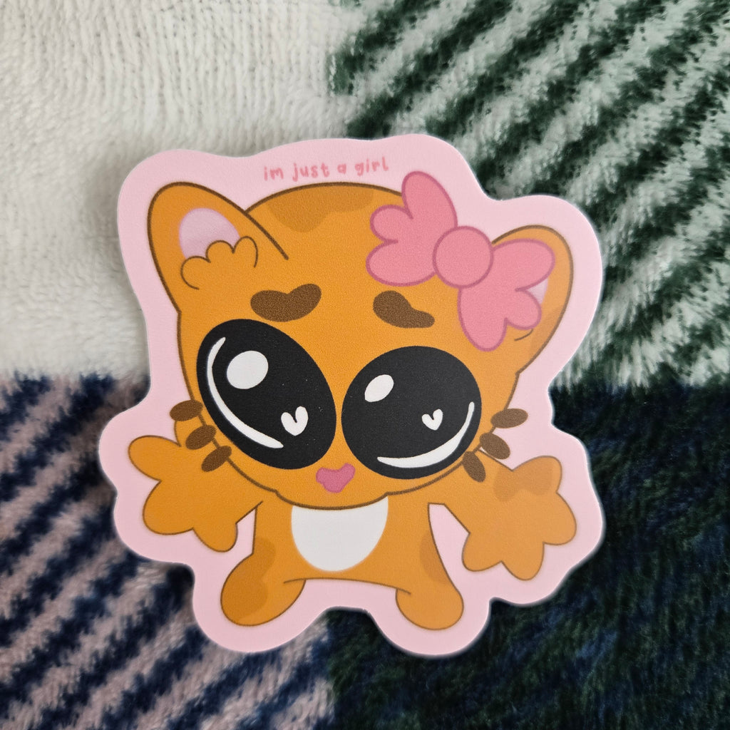 im just a girl - orange cat, matte vinyl sticker