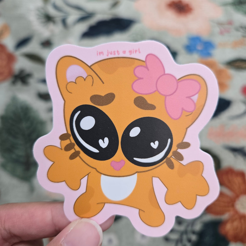 im just a girl - orange cat, matte vinyl sticker