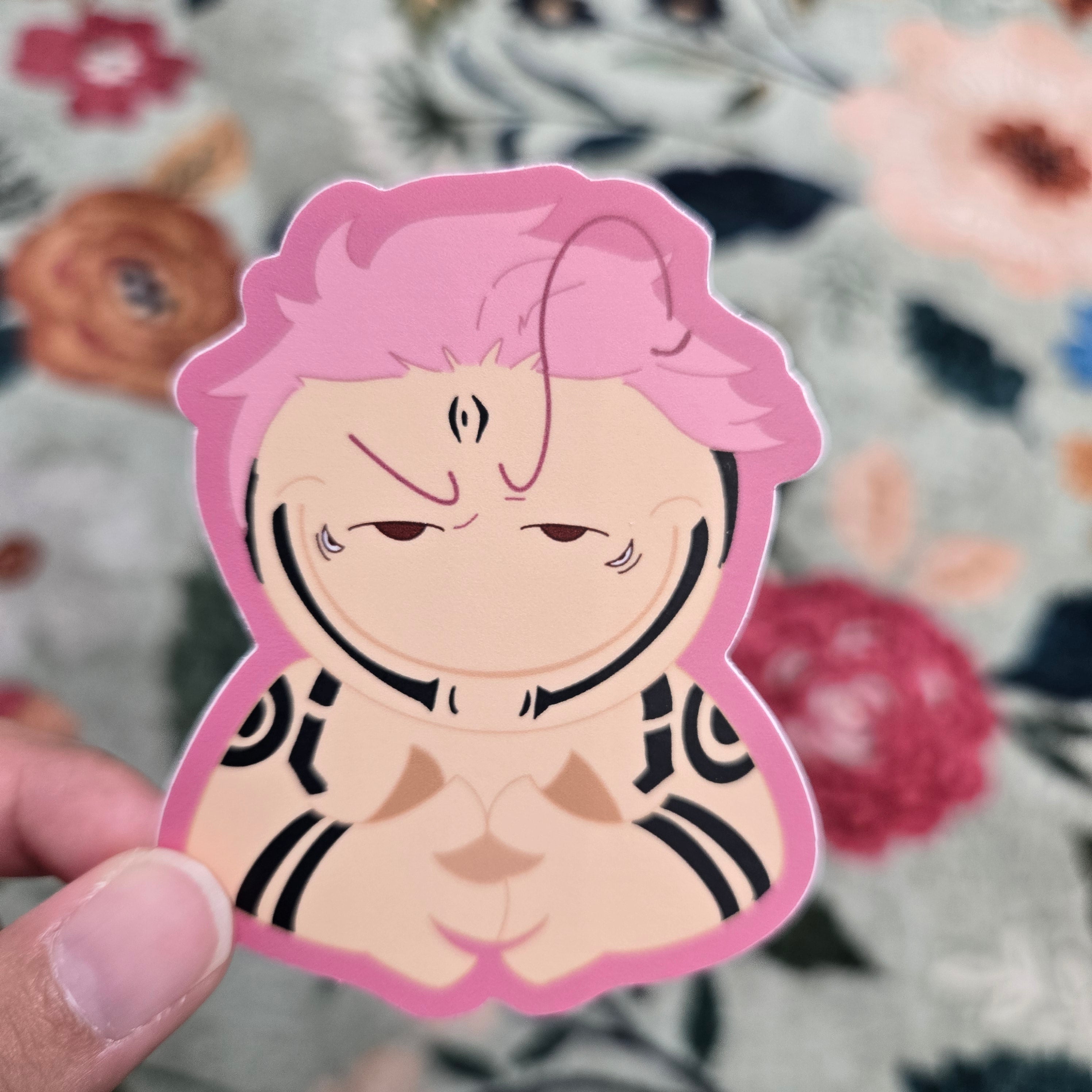 sneaky sukuna, jujutsu kaisen matte vinyl sticker