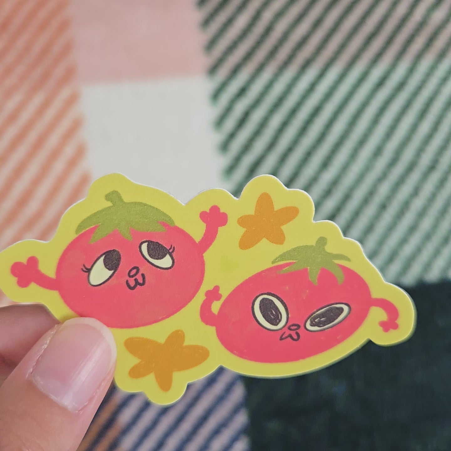 tomato duo with stars, matte vinyl sticker